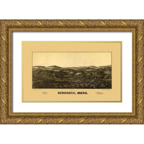 Hinsdale Massachusetts - Burleigh 1887  Gold Ornate Wood Framed Art Print with Double Matting by Burleigh