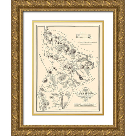 Holliston Massachusetts - Pendleton 1831 Gold Ornate Wood Framed Art Print with Double Matting by Pendleton