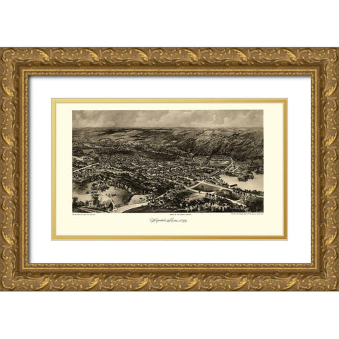Hopedale Massachusetts - Poole 1899  Gold Ornate Wood Framed Art Print with Double Matting by Poole