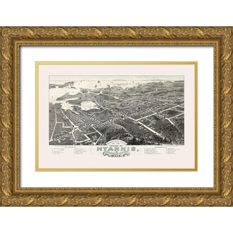 Hyannis Massachusetts - Walker 1884 Gold Ornate Wood Framed Art Print with Double Matting by Walker