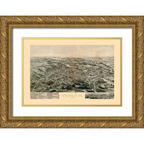 Ipswich Massachusetts - Norris 1893  Gold Ornate Wood Framed Art Print with Double Matting by Norris