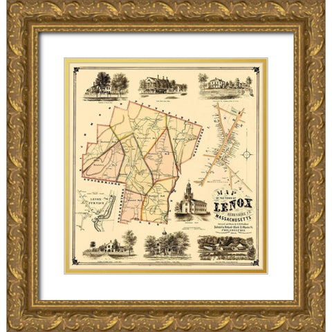 Lenox Massachusetts - Herrleins 1854 Gold Ornate Wood Framed Art Print with Double Matting by Herrleins