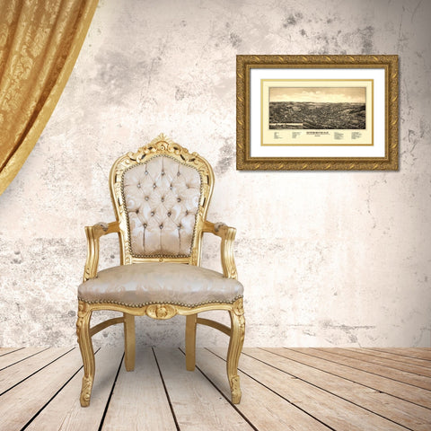 Merrimac Massachusetts - Norris 1889  Gold Ornate Wood Framed Art Print with Double Matting by Norris