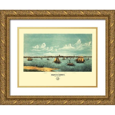 Provincetown Massachusetts - Rogers 1877 Gold Ornate Wood Framed Art Print with Double Matting by Rogers