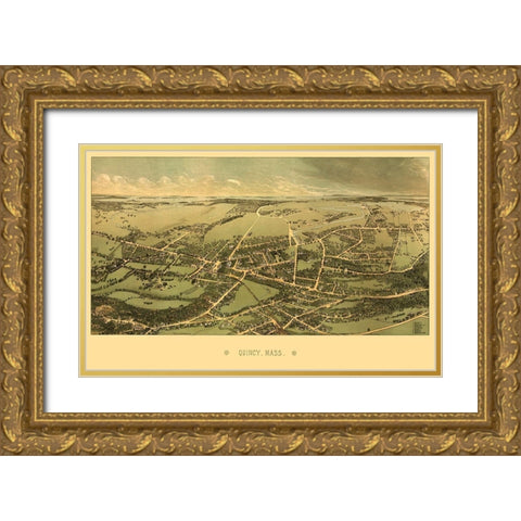Quincy Massachusetts - Whitefield 1877 Gold Ornate Wood Framed Art Print with Double Matting by Whitefield