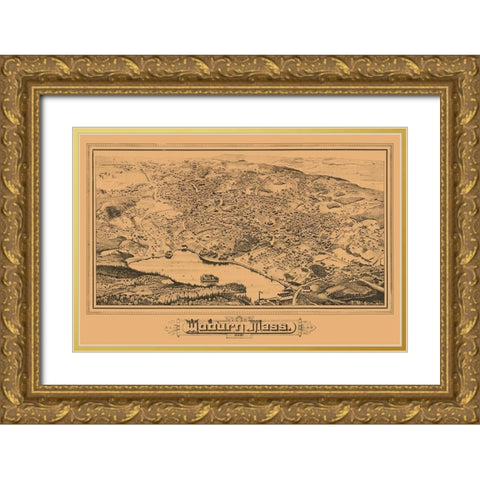 Woburn Massachusetts - 1883 Gold Ornate Wood Framed Art Print with Double Matting by Unknown
