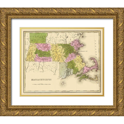 Massachusetts - Boynton 1841 Gold Ornate Wood Framed Art Print with Double Matting by Boynton