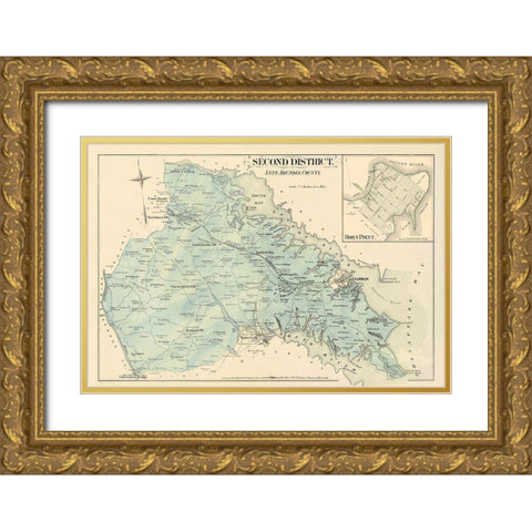 Anne Arundel  Second District Maryland Gold Ornate Wood Framed Art Print with Double Matting by Hopkins