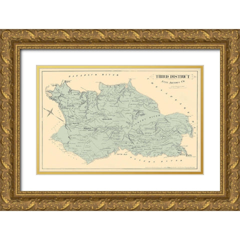 Anne Arundel  Third District Maryland Gold Ornate Wood Framed Art Print with Double Matting by Hopkins