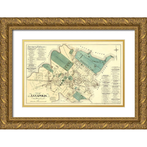Annapolis Maryland Landowner - Hopkins 1878 Gold Ornate Wood Framed Art Print with Double Matting by Hopkins