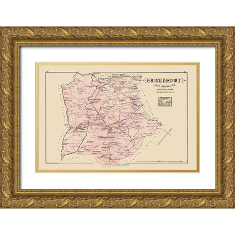 Anne Arundel 4th District Maryland Landowner Gold Ornate Wood Framed Art Print with Double Matting by Hopkins