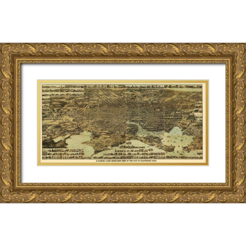 Baltimore Maryland - Sachese 1869 Gold Ornate Wood Framed Art Print with Double Matting by Sachese