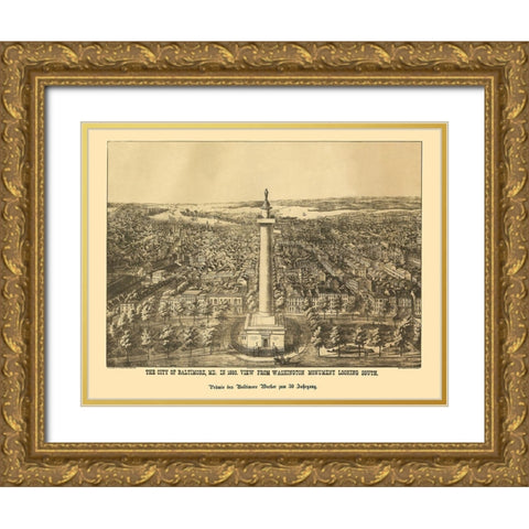 Baltimore Maryland - Sachese 1880 Gold Ornate Wood Framed Art Print with Double Matting by Sachese