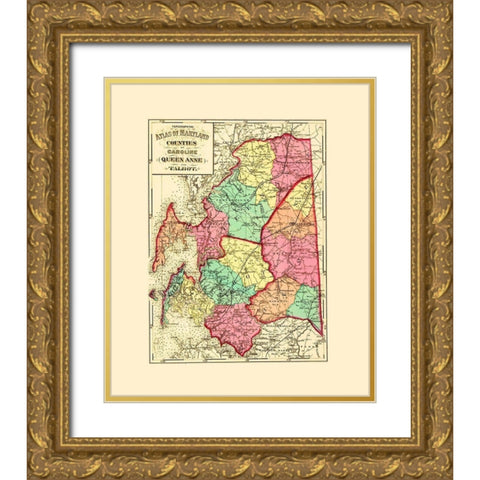 Caroline  Queen Anne  Talbot Maryland Gold Ornate Wood Framed Art Print with Double Matting by Martenet