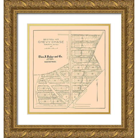 Chevy Chase Maryland - Fisher 1890  Gold Ornate Wood Framed Art Print with Double Matting by Fisher