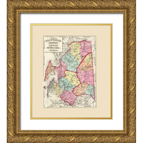 Caroline  Queen Anne  Talbot Maryland Gold Ornate Wood Framed Art Print with Double Matting by Martenet