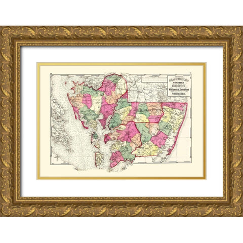 Dorchester Wicomico Somerset Worcester Maryland Gold Ornate Wood Framed Art Print with Double Matting by Stedman