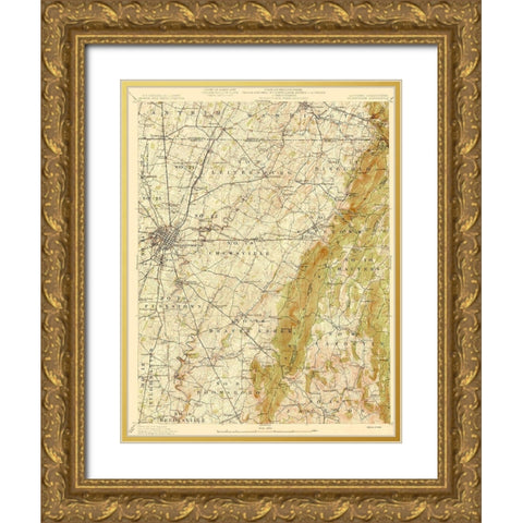 Hagerstown Maryland Quad - USGS 1910 Gold Ornate Wood Framed Art Print with Double Matting by USGS