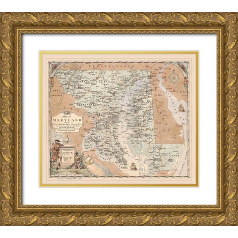 Maryland - Price 1794  Gold Ornate Wood Framed Art Print with Double Matting by Price
