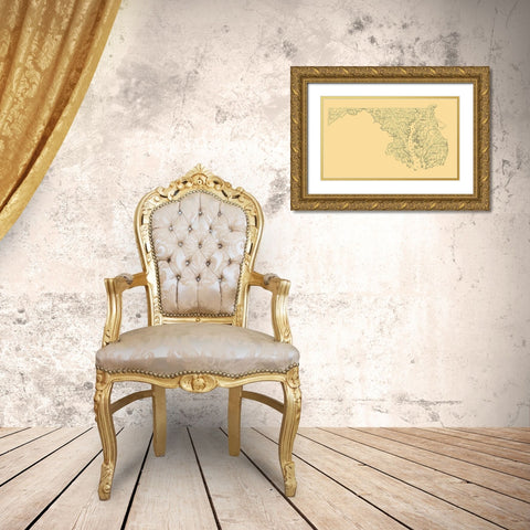 Maryland -1893 Gold Ornate Wood Framed Art Print with Double Matting by Unknown