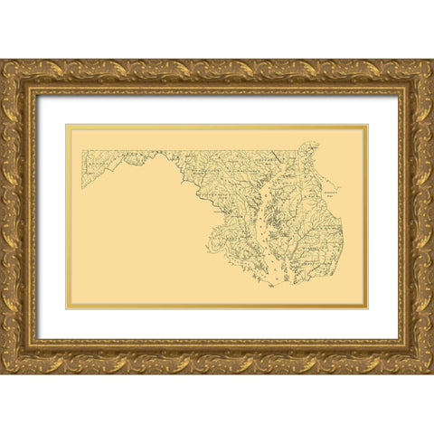 Maryland -1893 Gold Ornate Wood Framed Art Print with Double Matting by Unknown