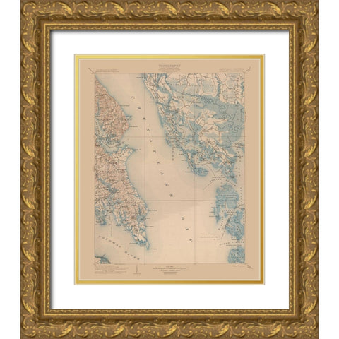 St Mary Maryland Quad - USGS 1906 Gold Ornate Wood Framed Art Print with Double Matting by USGS