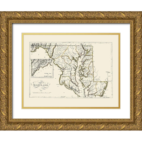 Maryland - Carey 1814 Gold Ornate Wood Framed Art Print with Double Matting by Carey