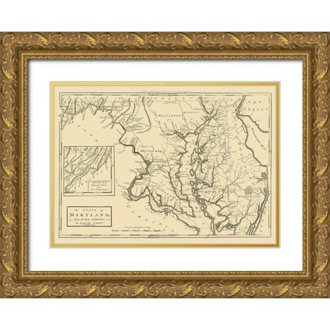 Maryland - Lewis 1795 Gold Ornate Wood Framed Art Print with Double Matting by Lewis