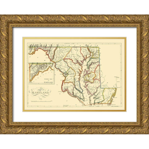 Maryland - Carey 1814 Gold Ornate Wood Framed Art Print with Double Matting by Carey