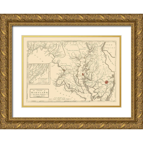 Maryland - Lewis 1796 Gold Ornate Wood Framed Art Print with Double Matting by Lewis