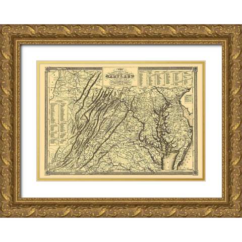 Maryland, Delaware - Lucas 1836 Gold Ornate Wood Framed Art Print with Double Matting by Lucas