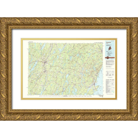 Augusta Maine Quad - USGS 1984 Gold Ornate Wood Framed Art Print with Double Matting by USGS