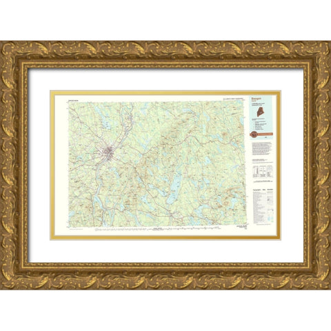 Bangor Maine Quad - USGS 1994 Gold Ornate Wood Framed Art Print with Double Matting by USGS