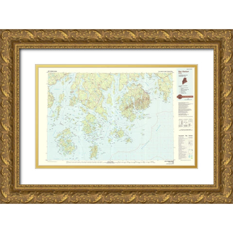 Bar Harbor Maine Quad - USGS 1985 Gold Ornate Wood Framed Art Print with Double Matting by USGS