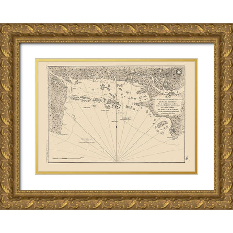 Casco Bay - Southack 1779 Gold Ornate Wood Framed Art Print with Double Matting by Southack