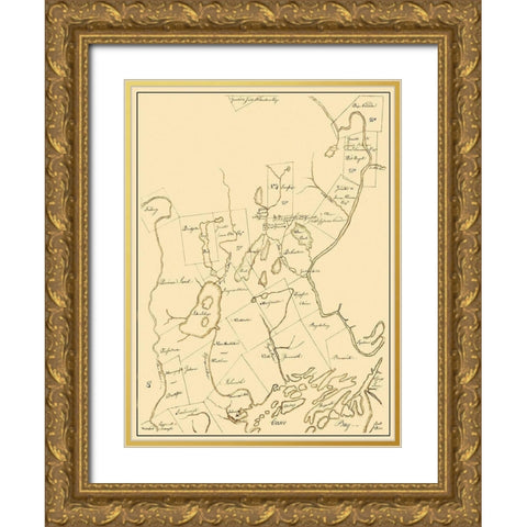 Cumberland Maine Landowner - Greenleaf 1771 Gold Ornate Wood Framed Art Print with Double Matting by Greenleaf