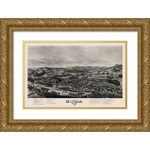 Dixfield Maine -1896 Gold Ornate Wood Framed Art Print with Double Matting by Unknown