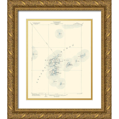 Matinicus Knox County Maine Quad - USGS 1954 Gold Ornate Wood Framed Art Print with Double Matting by USGS