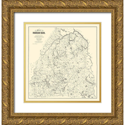 Maine - Hubbard 1899  Gold Ornate Wood Framed Art Print with Double Matting by Hubbard