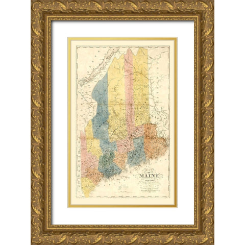 Maine - Colesworthy 1840  Gold Ornate Wood Framed Art Print with Double Matting by Colesworthy
