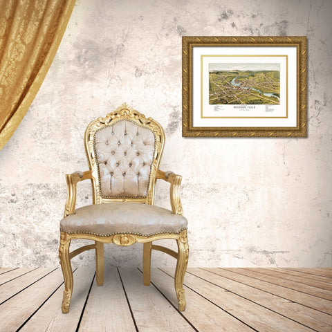 Mechanic Falls Maine - Stoner 1878  Gold Ornate Wood Framed Art Print with Double Matting by Stoner