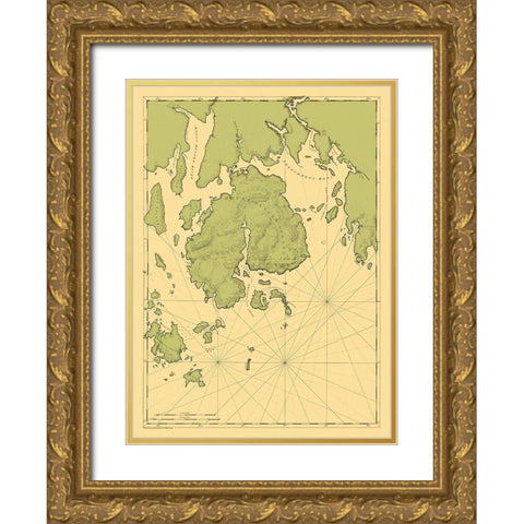 Mount Desert Island Maine - Des Barres 1776 Gold Ornate Wood Framed Art Print with Double Matting by Des Barres