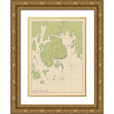 Mt Desert Island and Coast - Des Barres 1776 Gold Ornate Wood Framed Art Print with Double Matting by Des Barres