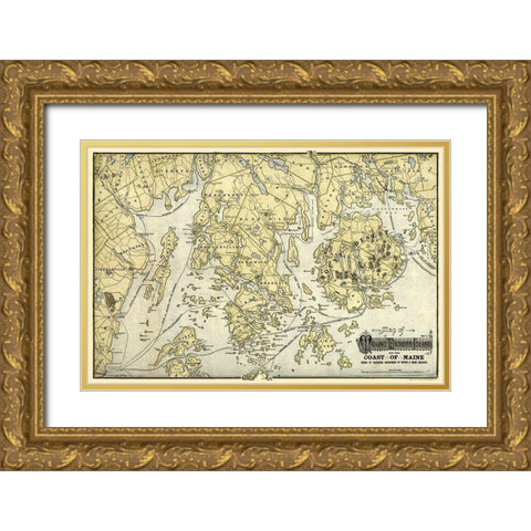 Mount Desert Island  Maine-1900 Gold Ornate Wood Framed Art Print with Double Matting by Unknown