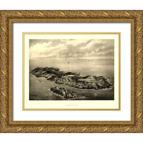 Monhegan Maine - Poole 1896  Gold Ornate Wood Framed Art Print with Double Matting by Poole