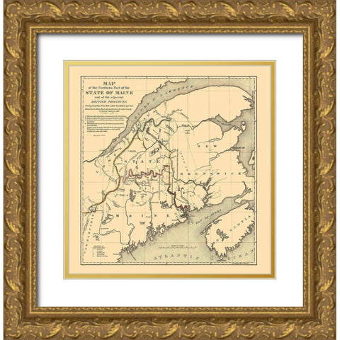 Maine Northern - Hoen 1830 Gold Ornate Wood Framed Art Print with Double Matting by Hoen