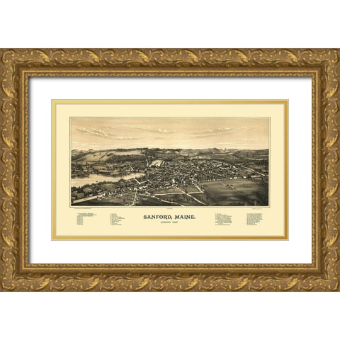 Sanford Maine - Norris 1889  Gold Ornate Wood Framed Art Print with Double Matting by Norris