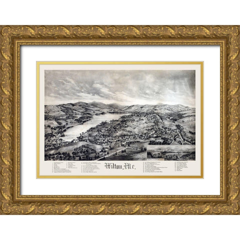 Wilton Maine -1895 Gold Ornate Wood Framed Art Print with Double Matting by Unknown