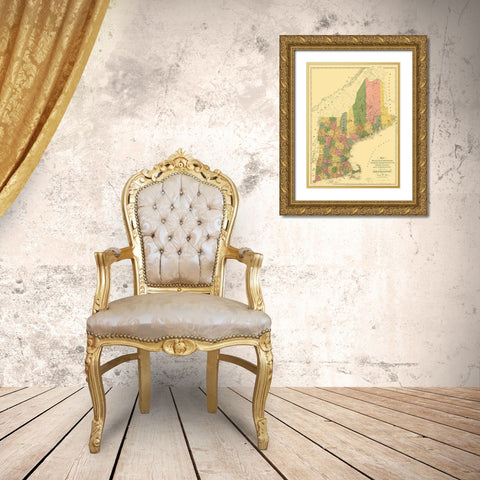 Maine and Surrounding States - Arrowsmith 1839 Gold Ornate Wood Framed Art Print with Double Matting by Arrowsmith