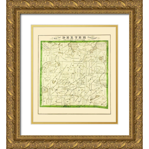Dexter Michigan Landowner - Everts 1874 Gold Ornate Wood Framed Art Print with Double Matting by Everts